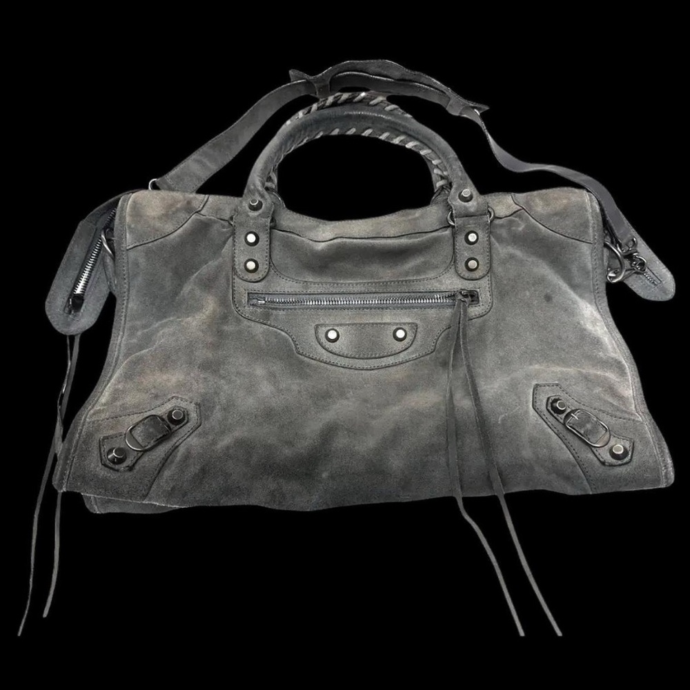 Balenciaga Distressed Gray Satchel